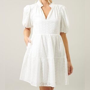 Jacey Babydoll Eyelet Mini Dress